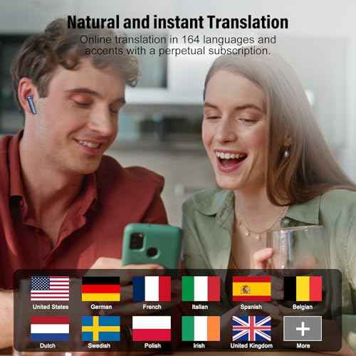 AI Language Translation Earbuds, 3-in-1 Translator Earbuds Real Time with 7 Translation Modes, with Audio and Video Call, 164 Language Bluetooth 5.3 Headphones Translating Device, Dark Blue