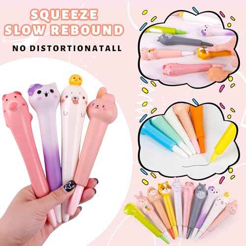 Kawaii Pens Squishies 10pk - Gel Ink Animals Fun Pens - Stocking Stuffers for Kids Girls,Christmas Cute Pens Set for Kids with 20 Refills, Stocking Stuffers for Girls and Children's Party Favors Gifts