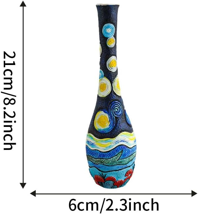 Starry Night Vase Plant Pot,Van Gogh Inspired Resin Flower Pot - Abstract Rainbow Planter with Artistic Brushstroke Design Stylish Art Flower Pot Unique Home Decor for Plants (2pcs)
