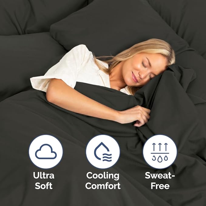 Cal King Size 4 Piece Sheet Set - Comfy Breathable & Cooling Bed Sheets Set - Hotel Luxury Bedding for Women, Men, Kids, Teens, Boys & Girls - Deep Pockets, Soft, Wrinkle Free - Oeko-Tex - Charcoal