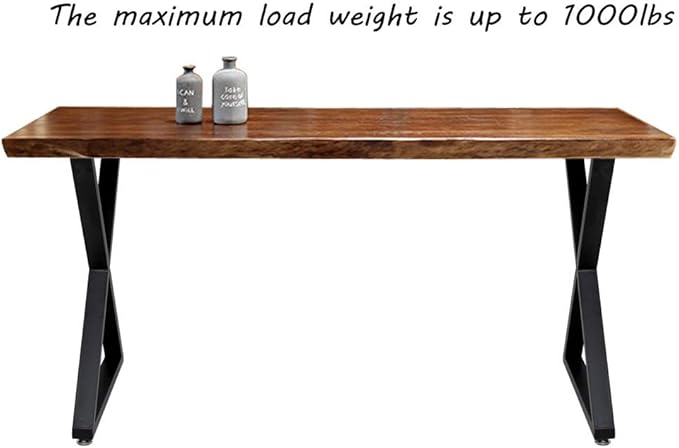TIEOU Metal Legs for Table X Shape 28" H Tall Industrial Black Table Legs Heavy Duty Metal Desk Legs Set of 2(Without Boards)
