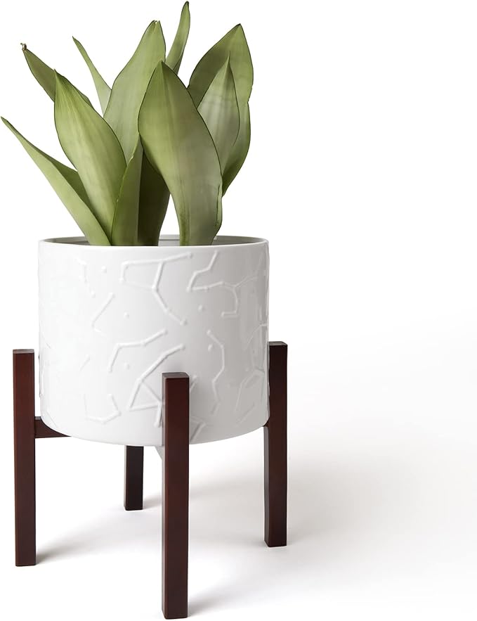 LA JOLIE MUSE Plant-Pots Flower Pots,10 Inch Plant Pot Ceramic Planter with Stand Planters for Indoor Plants