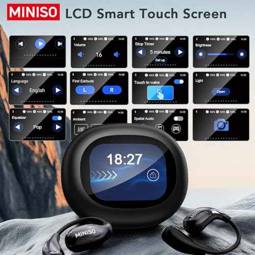 MINISO MS189 AI Language Translator Earbuds, Translator Earbuds Real Time, OWS LCD Touchscreen Translator Bluetooth Headphones Support 134 Languages & Accents, Suitable ??for Android &iOS, Black