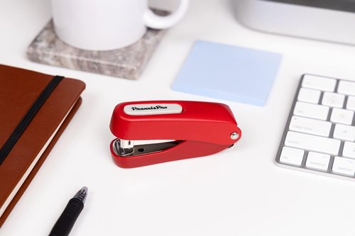 Praxxis Pro Mini Stapler - Durable, Compact Aria-Plus Design for Office & Travel Use | Red Color