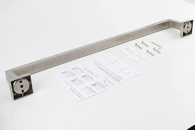 TocTen Bath Towel Rack - Square Base Thicken SUS304 Stainless Steel Towel Bar for Bathroom, Bathroom Accessories Towel Rod Heavy Duty Wall Mounted Towel Holder. (Brushed Nickel, 33)