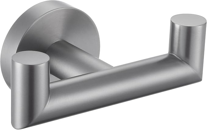 Angle Simple Double Towel Hook, SUS304 Stainless Steel Bathroom Robe Hook for Wall, Hand Towel Holder, Gunmetal Gray
