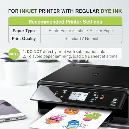 A-SUB 55 Sheets Vinyl Sticker Paper for Inkjet Printer - Glossy Printable Vinyl 8.5x11 Inch Waterproof Sticker Paper for DIY Any Decal You Like
