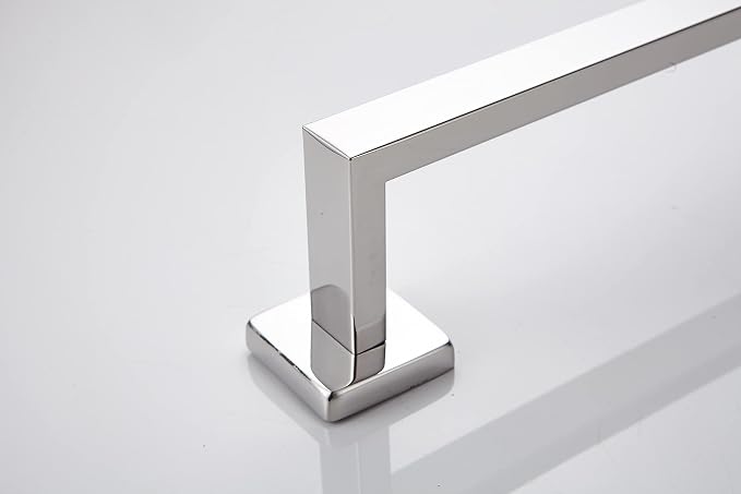 TocTen Bath Towel Rack - Square Base Thicken SUS304 Stainless Steel Towel Bar for Bathroom, Bathroom Accessories Towel Rod Heavy Duty Wall Mounted Towel Holder. (Chrome, 24)