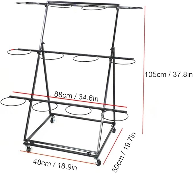 Decorative Display Stand With Buckets for Cut Flowers, Heavy Duty Rolling Plant Stand on Wheels, Indoor Outdoor Cart Ladder Shelf for Florist, Garden, Patio (3 Tier 12 White Bucket)
