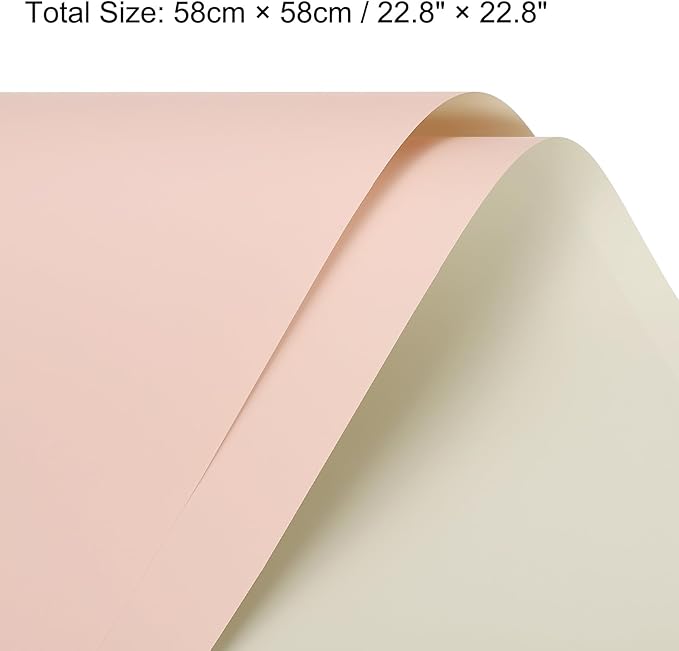MECCANIXITY 20 Pcs Double Sided Color Flower Wrapping Paper Milk White+Pink 22.8"x22.8" Waterproof for Florist Bouquet Supplies, DIY Crafts, Gift Box Packaging
