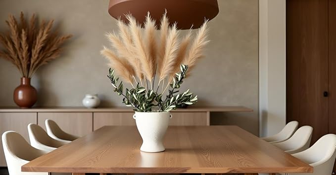 Ceramic Vase with Handles - Modern Terracotta Rustic Pottery for Home Decor, Living Room, House Decor Accents, Bookshelf, Console (Off-White)