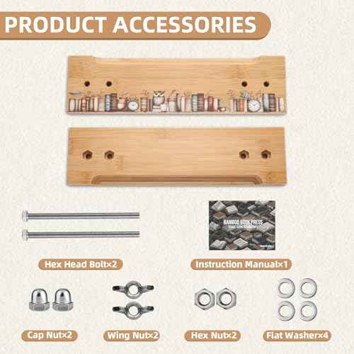 OopsifyMe Bamboo Book Press for Bookbinding, Paper Press, DIY Crafts, Multiple Hole Positions for Various Spine Sizes, Streamlined Edge, Book Binding Kits (Small Size (11.8x3.1))