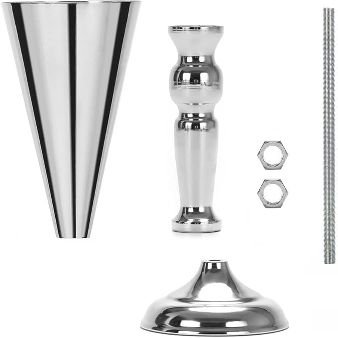 Set of 2 Tabletop Metal Wedding Flower Trumpet Vase Wedding Centerpiece Flower Vase for Wedding Event Decoration Living Decor Party Decor (Silver, 2×M)