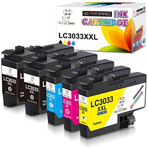 Miss Deer LC3033 Ink Cartridge BK/C/M/Y High Yield Replacement for Brother LC3033XXL LC-3033, Work for Brother MFC-J995DW MFC-J995DWXL MFC-J815DW MFC-J805DW MFC-J805DWXL Printer(2BK/C/M/Y)