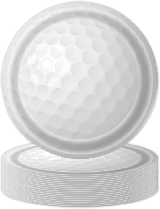 50PCS Golf Ball Party Paper Plates 7 Inch, Disposable Golf Birthday Party Supplies Cake Dessert Plates for Birthday Baby Shower Sports Theme Decorations (Golf Ball)