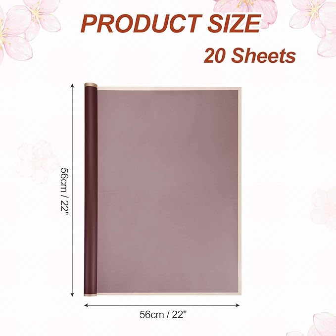 MECCANIXITY Flower Bouquet Wrapping Paper, 56cm/22 Inch Waterproof Floral Wrapping Paper for Flower Bouquet DIY Gift, Wedding, Birthdays, Valentine's Day, Pack of 20(Red)