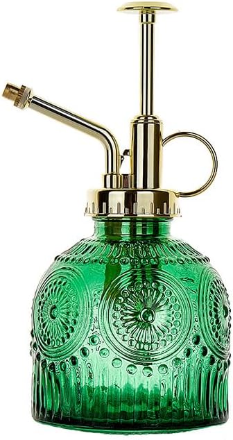 Glass Plant Mister Spray Bottle, 230ML Vintage Plant Spritzer, Succulent Watering Bottle Glass with Top Pump, Small Plants Sprayer Watering Can for Indoor Outdoor House(Green)
