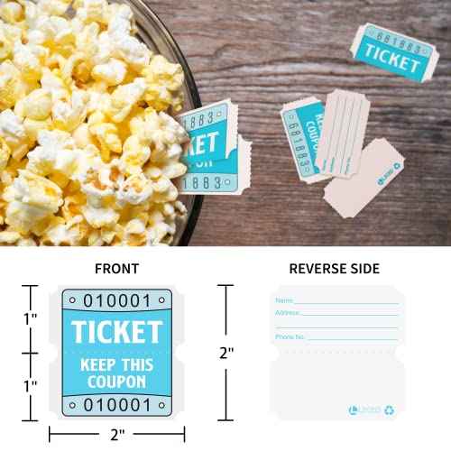 L LIKED Raffle Tickets Double Roll 2000 Tickets Consecutively Numbered 50/50 Raffle Tickets for Event Party Prize Drawing Perforated Stubs (Easy Read Blue)