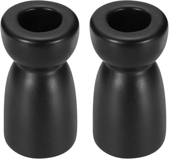 uxcell 2 Pack Candlestick Holder Black Ceramic Taper Candle Holder Candle Stand Holders Modern Style Decoration for Centerpiece Tabletops Anniversary