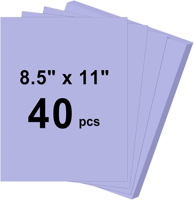 40 Sheets Cardstock 8.5x11, 65lb Light purple Card Stock, Construction Paper, 180gsm Thick Printer Paper for Printing, Painting, Card Making, Kids School Supplies,Party Decorations