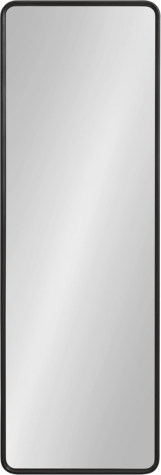 Kate and Laurel Caskill Modern Framed Full-Length Rounded Rectangle Mirror; 16 x 48; Black; Narrow Decorative Round Rectangular Statement Mirror for Wall