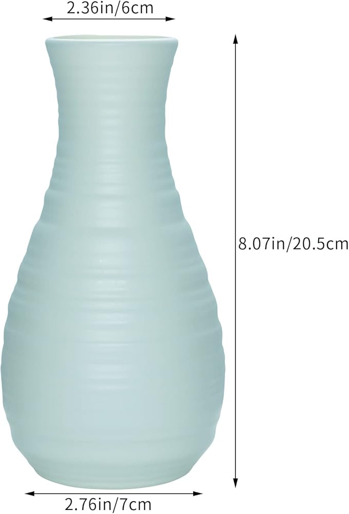 2 Pack Composite Plastics Flower Vase, Unbreakable Ceramic Look Vase for Home Decor Centerpieces, Arranging Bouquets (Green)
