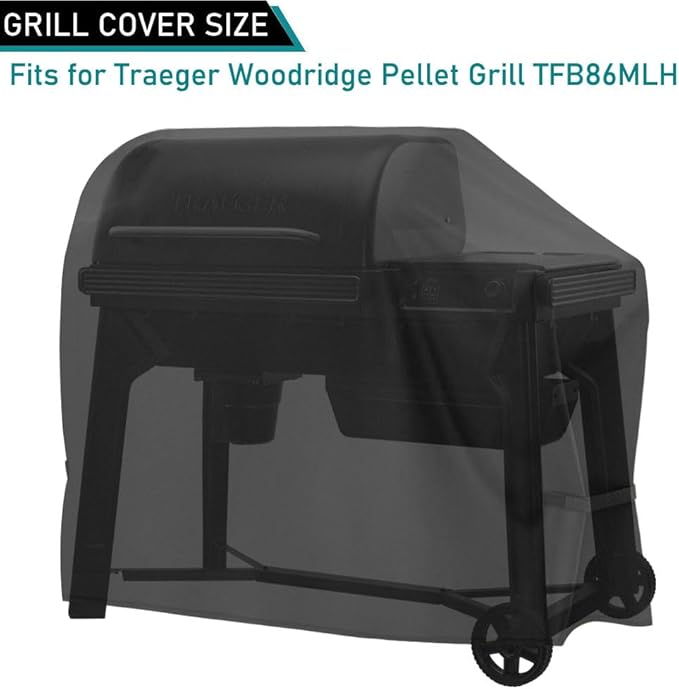 ZJYWSCH Grill Cover for Traeger Woodridge Pellet Grill TFB86MLH Outdoor Waterproof for Traeger Woodridge Wood Pellet Grill and Smoker Full Length Cover BAC761 Heavy Duty