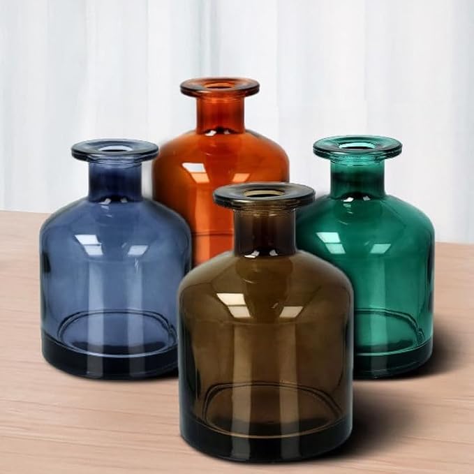 Empty Glass Diffuser Bottles Refillable Glass Container Jar 150ml / 5oz Fragrance Accessories DIY Replacement Diffuser Bottle for Essential Oils Reed Sticks Crafts Spa Home Decoration (Amber)