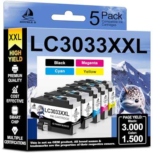 DOUBLE D LC3033 Ink Cartridges Compatible Replacement for Brother LC3033 LC3033XXL 3033 LC3035 3035 for Brother MFC-J995DW MFC-J805DW MFC-J815DW MFC-J995DWXL MFC-J805DWX (2BK/C/M/Y, 5 Pack)