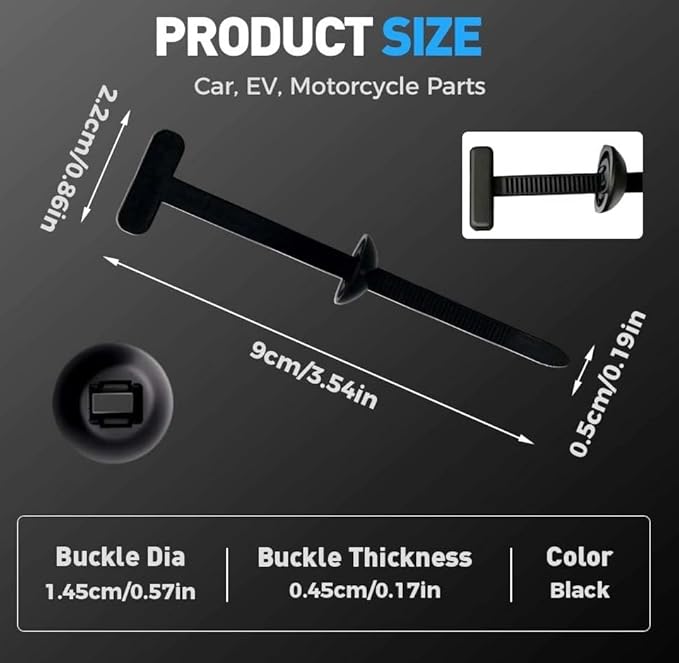 50PCS Nylon Universal Cable Tie Buckle, Heavy Duty Self-Locking Nylon Zip Holder for Daily Repair, Multifunctional UV-Resistant Fasteners for Car Fender Trunk Repair, Wire Bundling, Garage Use (50)
