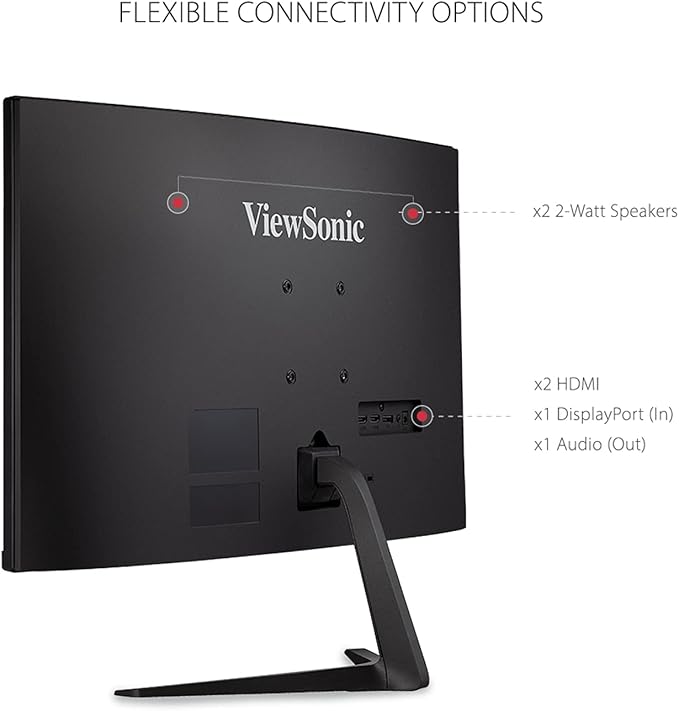 ViewSonic VX2718-2KPC-MHD 27 Inch Curved 1440p 1ms 180Hz Gaming Monitor with FreeSync Premium, Eye Care, HDMI and Display Port