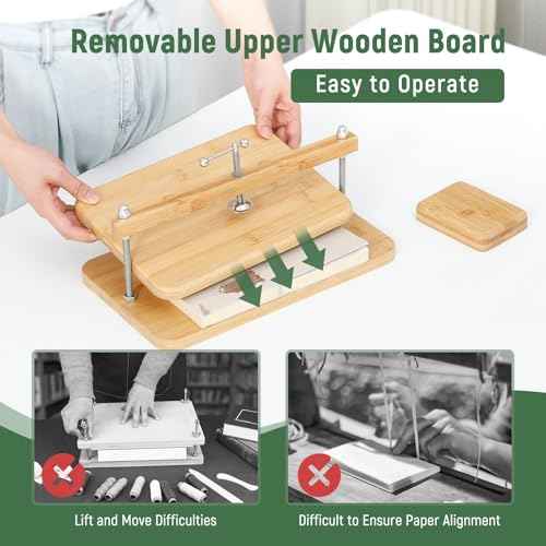 JFNoraiva Book Press, 11 * 7.9 in Bamboo Wooden Book Binding, Portable Books Binding for DIY & Beginners Bookbinding
