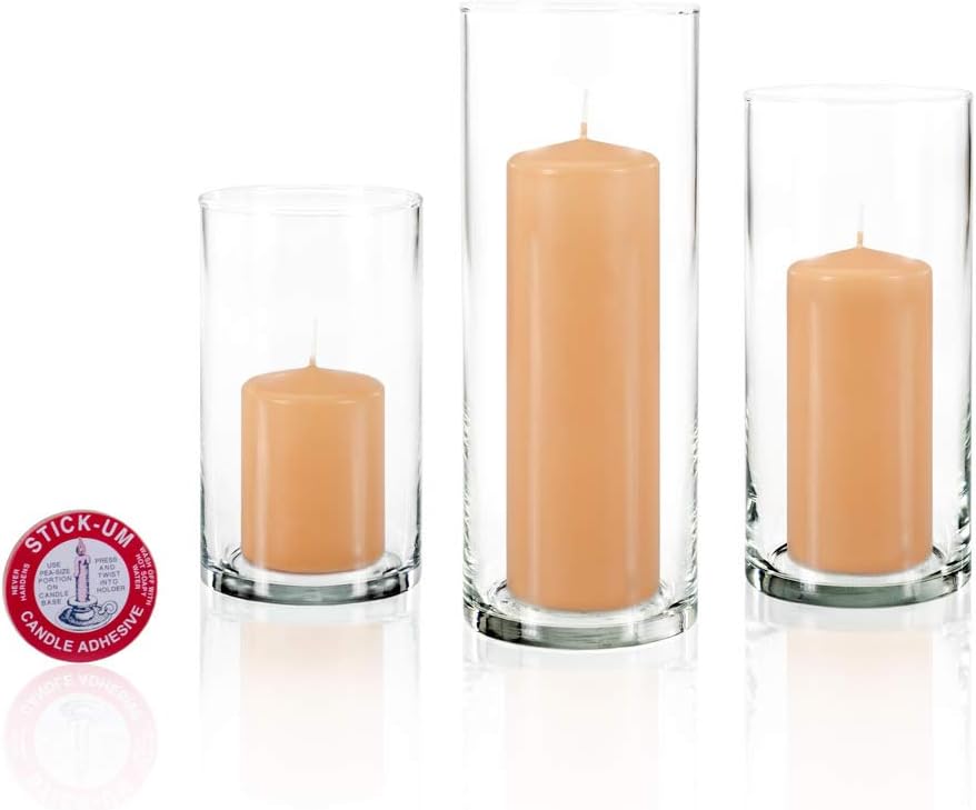 yummi Set of 12 Slim Pillars and Cylinder Vases - Caramel