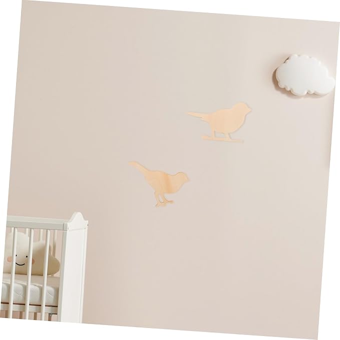 PRETYZOOM 2pcs Wooden Bird Wall Decor Nordic Style Room Decor Animal Decorative Ornaments for Boys and Girls Room