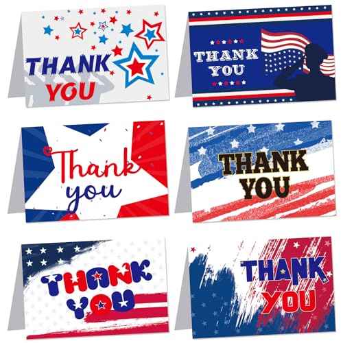Veterans Day Thank You Cards Patriotic Greeting Cards Memorial Day Independence Day Thank You for Your Service Notes 24Pcs