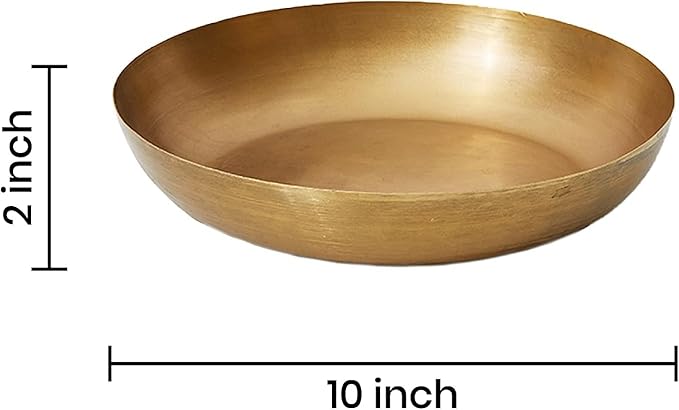 Serene Spaces Living Smooth Gold Round Decorative Iron Bowl, Large Table Centerpiece, Golden Container for Floral Arrangement, Fruits, Candies, Accessories, Measures 10" Diameter & 2" Tall, Set of 12