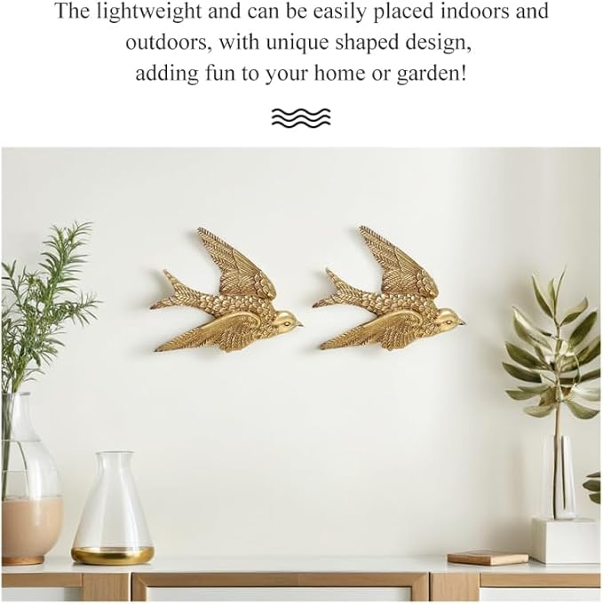 Garneck 2Pcs Vintage Bird Wall Art Decor : 4.9'' Resin Flying Bird Wall Sculpture 3D Antique Animal Figure Set for Living Room Bedroom Home Office Garden Indoor Outdoor