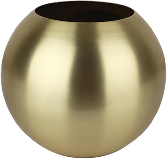 Gold Flower Vase Small Decorative Metal Vases for Table Centerpieces, MIATTCLD Round Gold Plant Pot Home Decor Ideal for Weddings, Parties, Anniversary, Living Room, Restaurants
