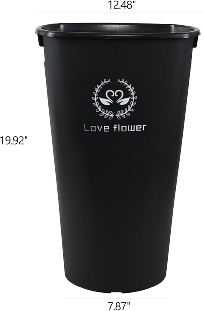 20 Inch Plastic Flower Buckets for Cut Flowers, 4 Pack Tall Flower Buckets with Cutout Handle for Home Wedding Decoration, Black
