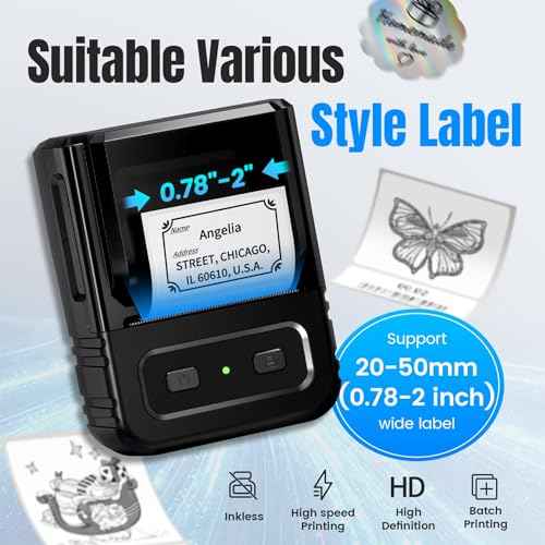 M102 Label Makers - Barcode Label Printer Label Maker with 7000+ Icons 700+ Templates for Small Business, Address, Ingrediant, Logo, Clothing, Mailing for Phones & PC, Black