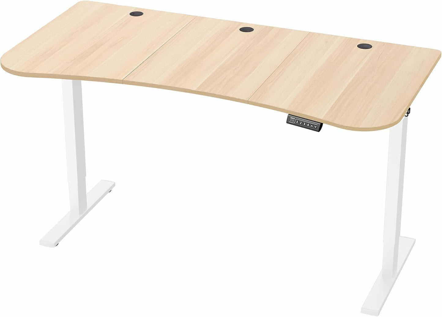 VIVO Electric Standing Desk - Memory Height Adjustment, Light Wood Top & White Frame, 63 x 32 in