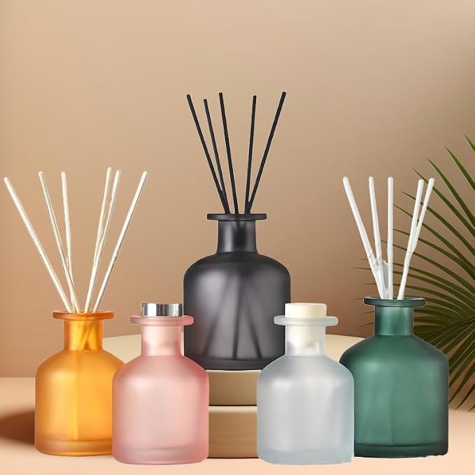 250ml Frosted Gray Empty Glass Reed Diffuser Bottles,Refillable Diffuser Bottle for Essential Oils,Aromatherapy Container for DIY Replacement Diffuser,Fragrance Decoration,Crafts Decor