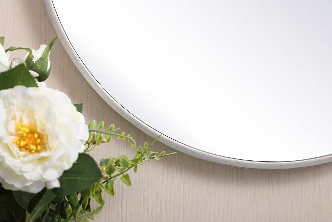 Elegant Decor Eternity 21" Round Mid Century Metal Frame Mirror in Black