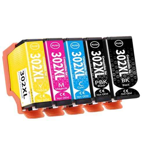Compatible for 302 302XL Ink Cartridges Remanufactured Replacement for Epson 302XL 302 XL T302XL Ink Cartridges for Expression Premium XP-6100 Expression Premium XP-6000