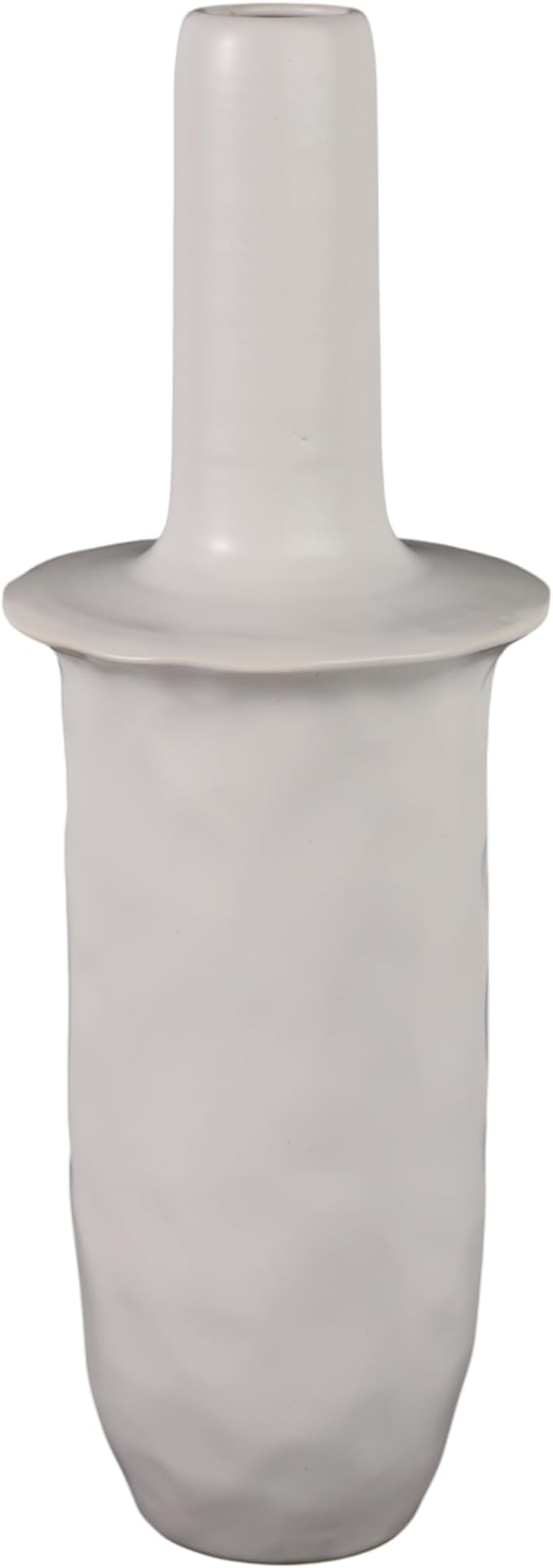 Ceramic Flower Vase for Living Room Decor – Elegant Tall Home and Office Vase with Unique Flared Top Perfect for Fresh Florals – A Modern Centerpiece for House, Bedroom, and Tabletop – 22" Ivory