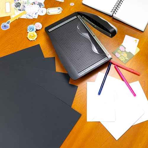 Cardstock 12 x 12 Paper Pack - 110 lb Card Stock for Crafts, Cardmaking, Scrapbooks - 50 Heavyweight Double Sided Sheets - Solid Core, 300 GSM, Midnight Black