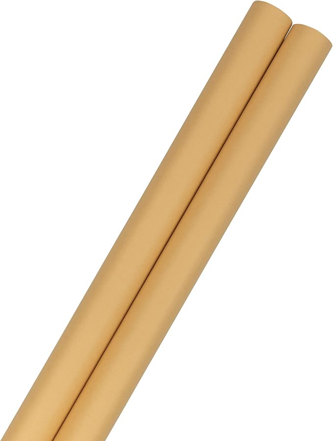JAM Paper Gift Wrap - Matte Wrapping Paper - 50 Sq Ft Total (30 in x 10 Ft Each) - Matte Natural Tan/Light Kraft - 2 Rolls/Pack