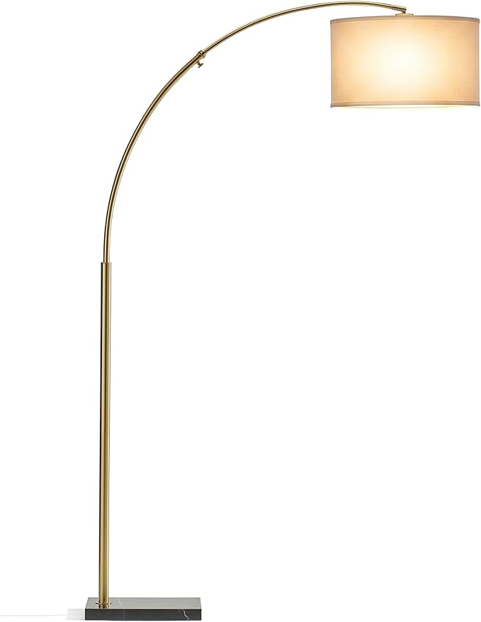 Brightech Logan Arc Floor Lamp, Bright Standing Lamp for Living Rooms, Offices & Bedrooms, Modern Living Room Décor, Tall Hanging Floor Lamp for Reading and More – Gold/Brass