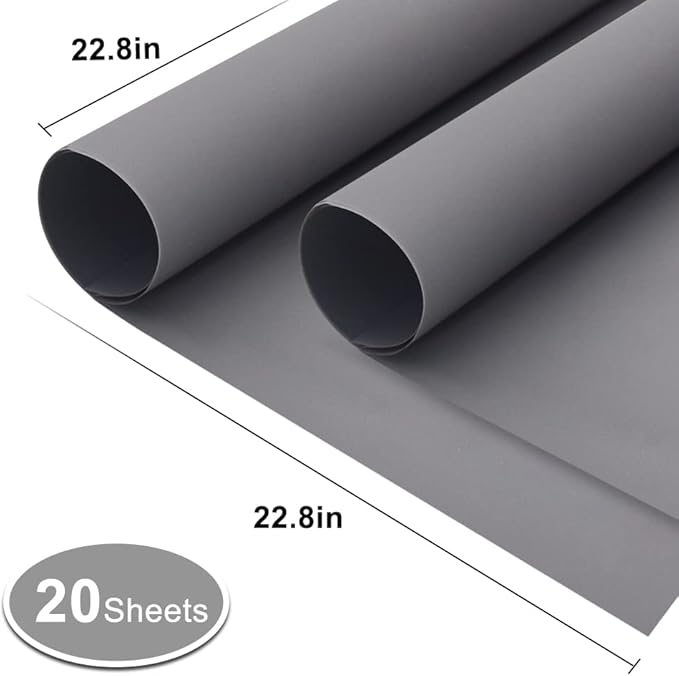 BEISHIDA 20 PCS Grey Floral Wrapping Paper-Matte Waterproof Flower Wrapping Paper Bouquet for Florist Supplies, DIY Crafts, Gift Packaging, Wedding, Birthday Gift