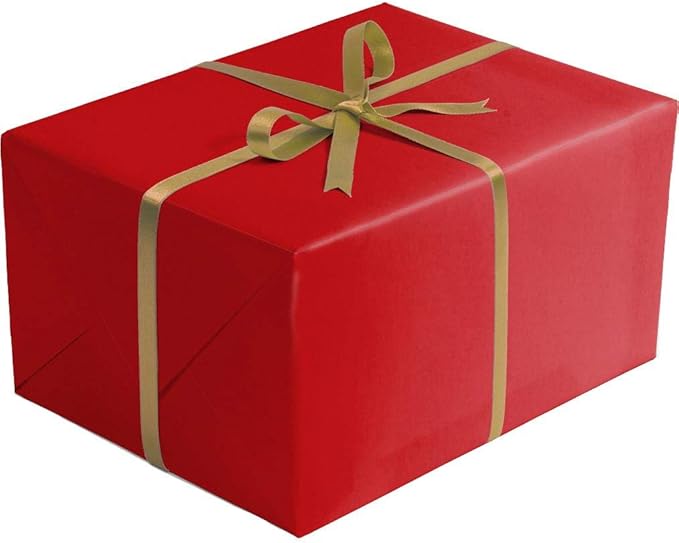 Jillson Roberts Bulk Gift Wrapping Paper, Two-Sided Kraft Red & Gold, 1/2 Ream 417' x 24"
